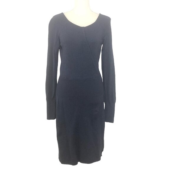 PRANA Dress Women's Size Small Blue Long Sleeve Knit Midi Faux Wrap Stretchy - Picture 1 of 11